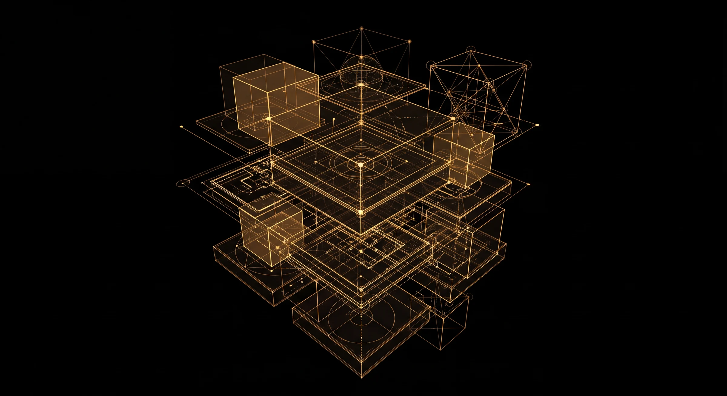 Architectural hierarchy suspended in a void.